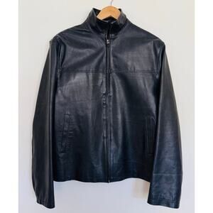 Mens Italian Genuine Leather Vera Pelle Black Full Zip Jacket Made in Italy M L